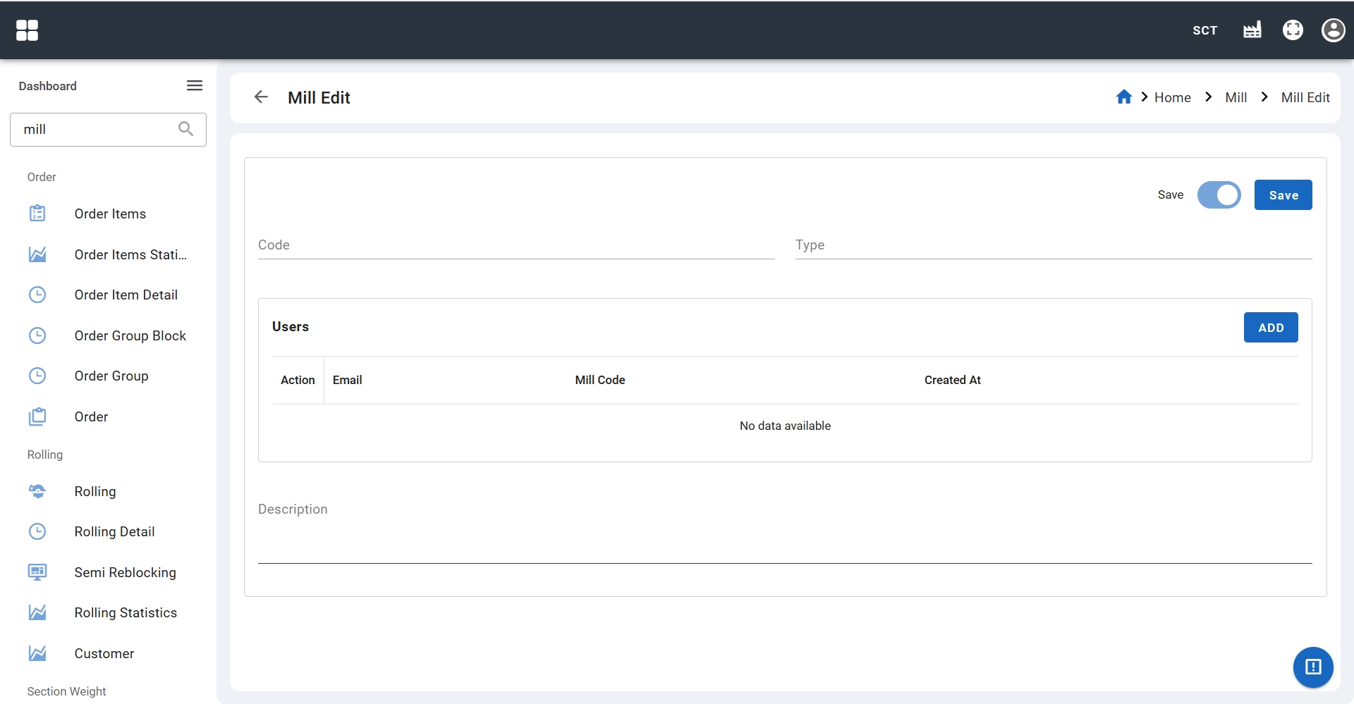 Factory creation page