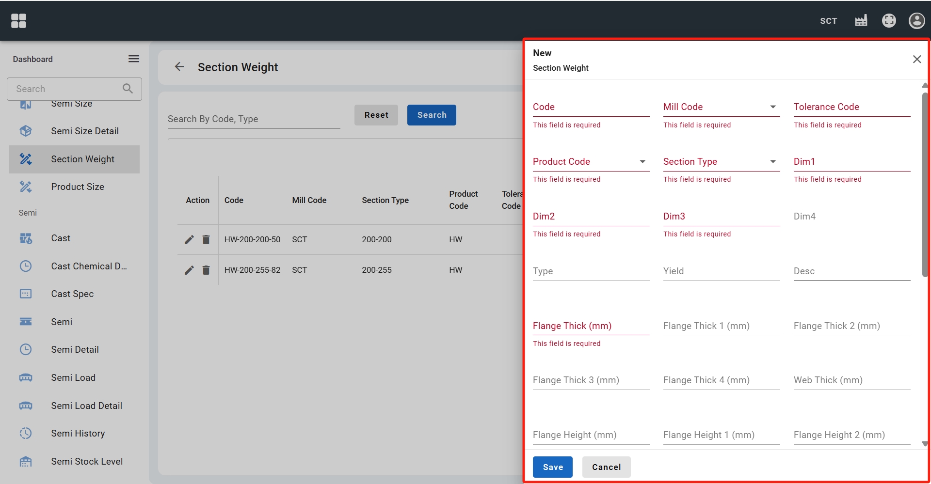 Product model creation page