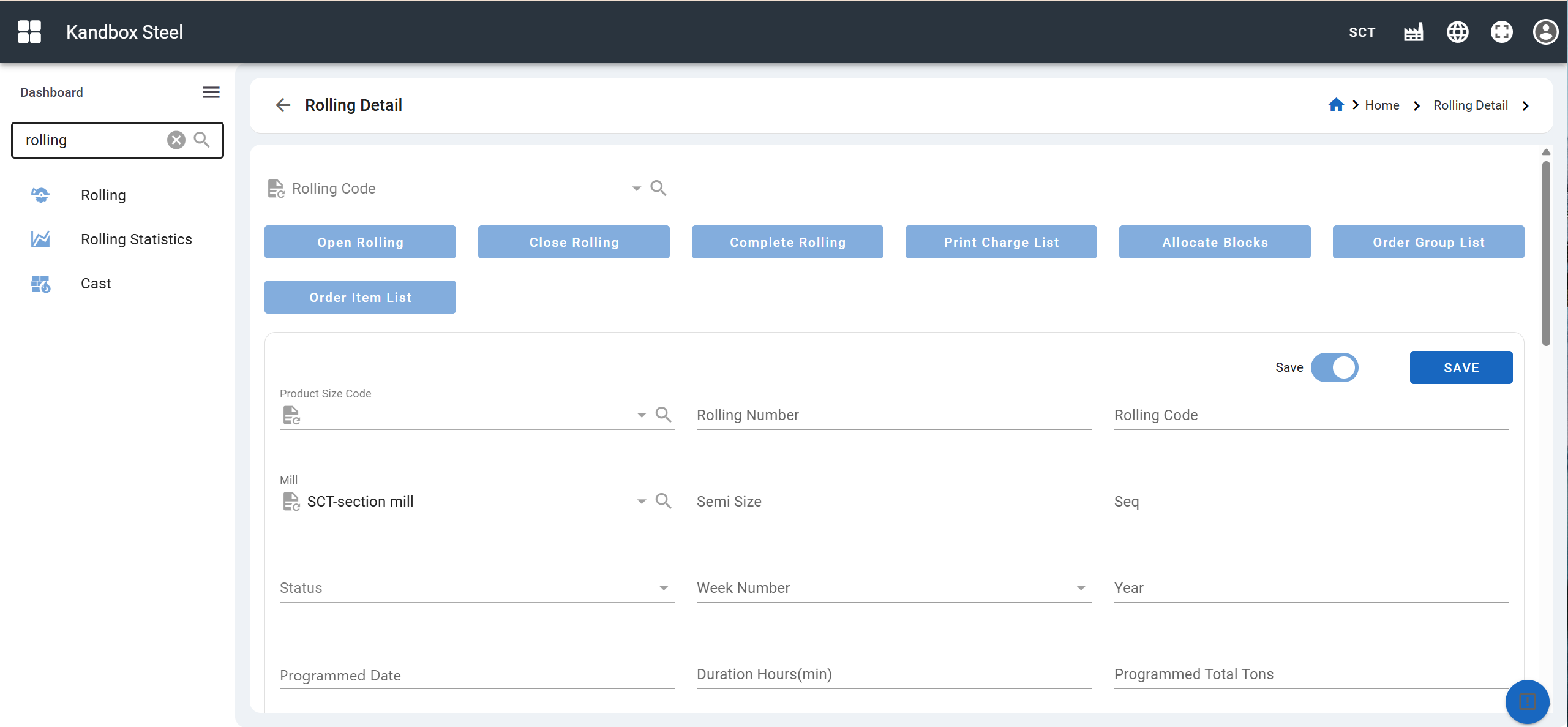 Rolling plan creation page