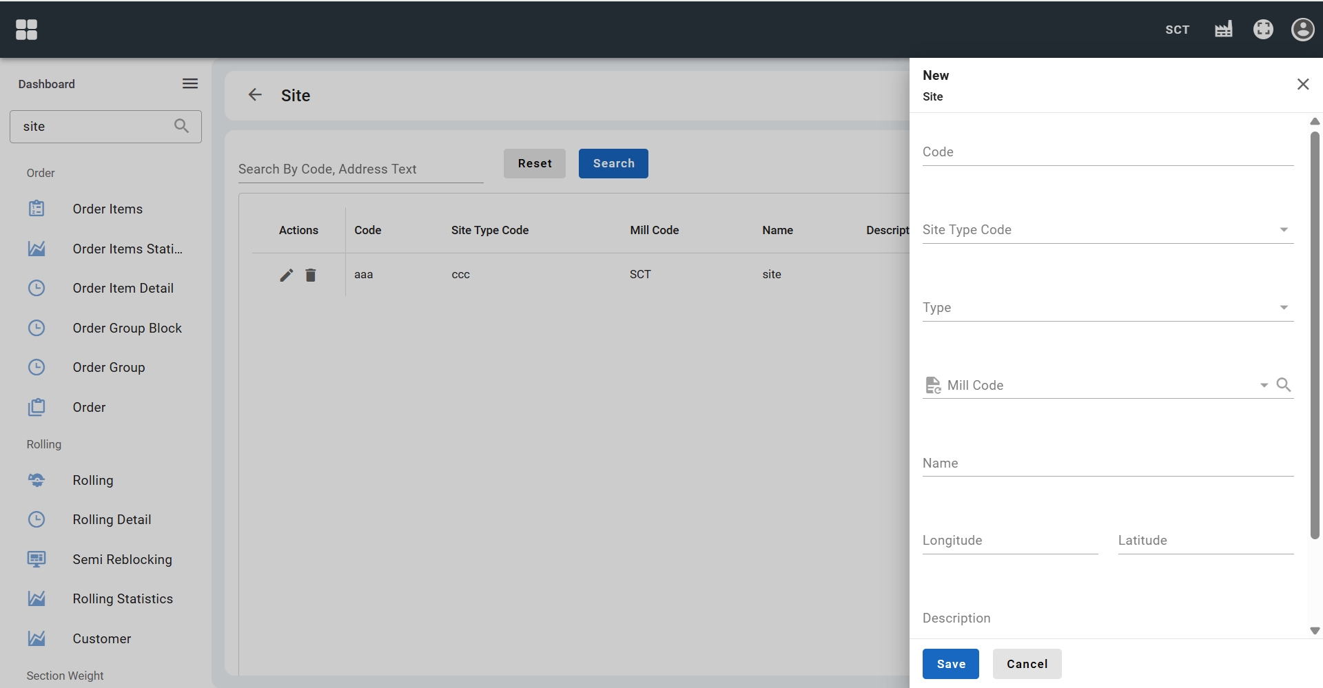 Create site interface